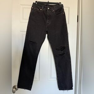 Levi’s Original Fit 501 Black Distressed Jeans | 27x30